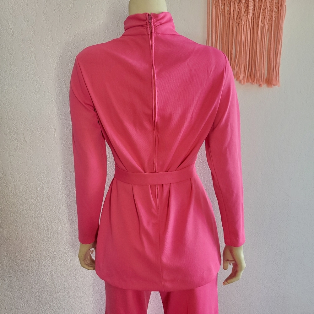 Vintage 70s Hot Barbie Pink Leisure Wear Pant Set - Picture 7 of 9